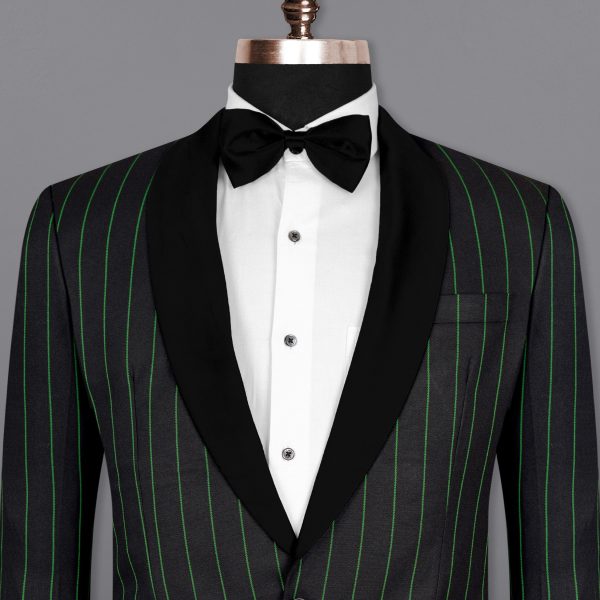 Jade Black Striped Woolrich Tuxedo Blazer For Discount