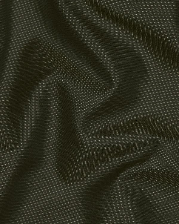Army Green Micro Dotted Wool Blend Waistcoat Cheap - Image 3