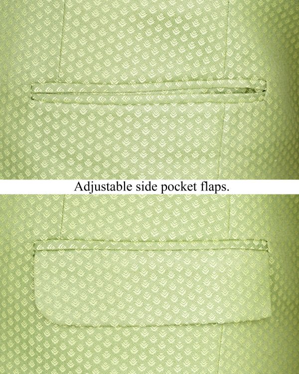 Olivine Green Cross Placket Bandhgala Designer Blazer Online Sale - Image 5