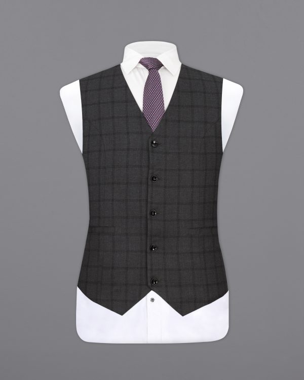 Baltic Black Windowpane Waistcoat Supply - Image 2