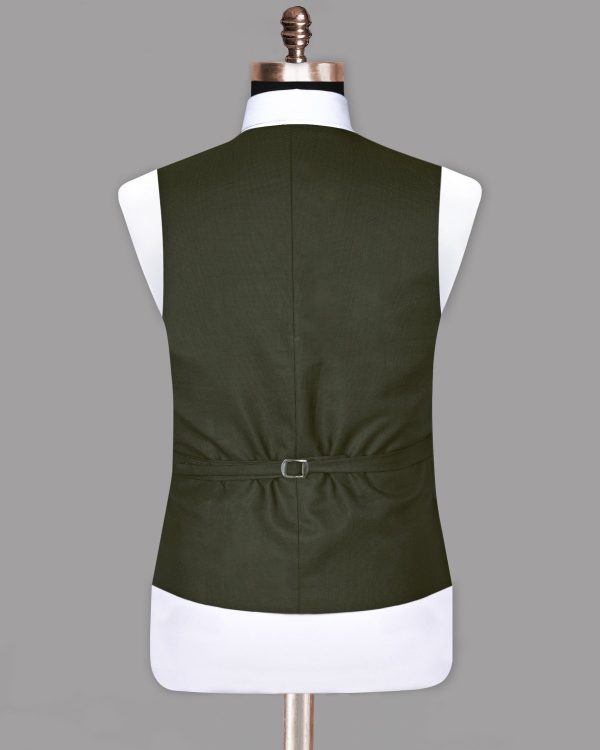 Army Green Micro Dotted Wool Blend Waistcoat Cheap - Image 5