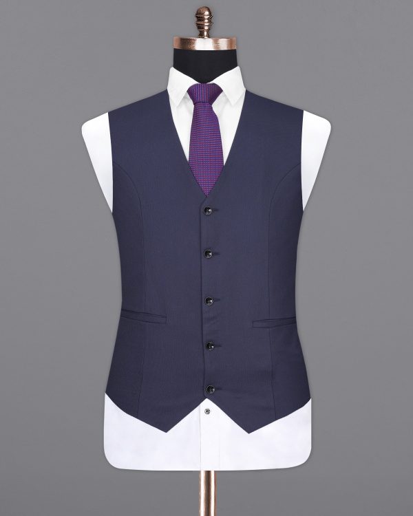 Bleached Cedar Navy Blue Waistcoat For Cheap - Image 2