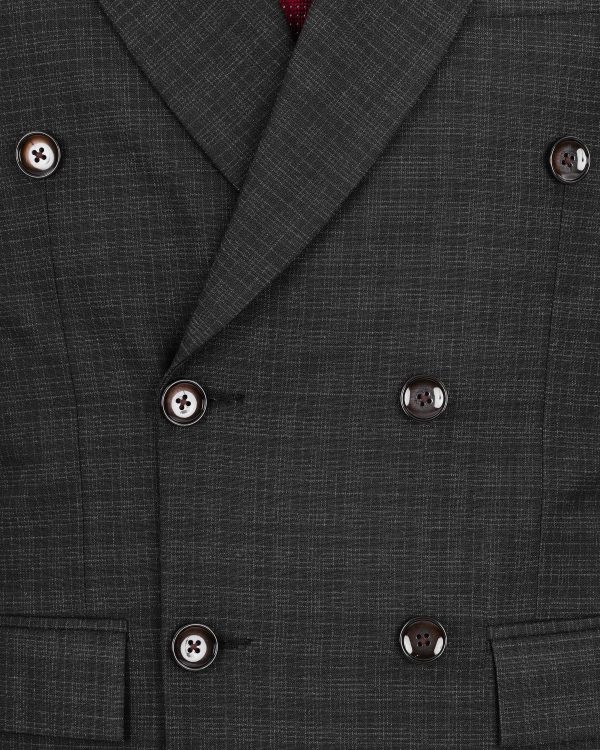 Zeus Gray Plaid Double Breasted Suit For Cheap - Image 5