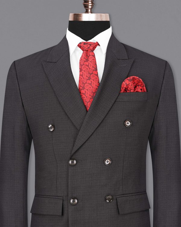 Tuatara Grey Double Breasted Blazer For Sale - Image 2