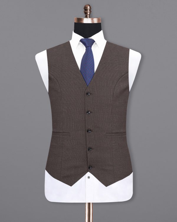 Tundora Brown Plaid Waistcoat Hot on Sale - Image 2