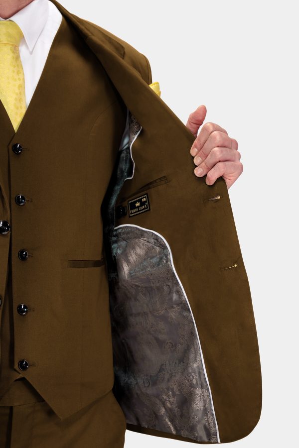 Metallic Bronze Brown Double Breasted Premium Cotton Stretchable Traveler Blazer Fashion - Image 5