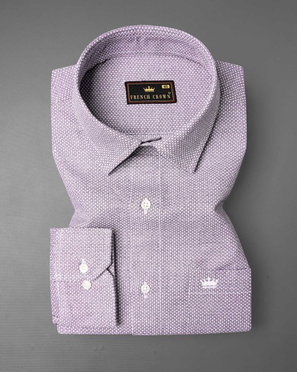 Rum Pink and White Dobby Textured Premium Giza Cotton Shirt Hot on Sale - Image 3