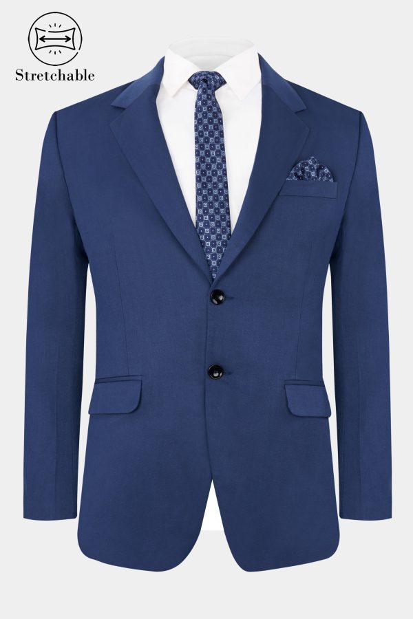Rhino Blue Stretchable Single-Breasted traveler Blazer Online now - Image 2