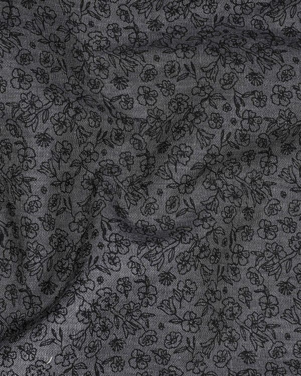 Pabbey Gray with Black Ditsy Printed Chambray Shirt Online Sale - Image 2