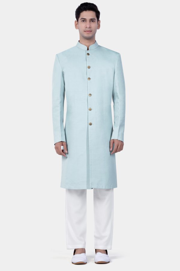 Casper Blue Solid Indo-Western Online now - Image 2