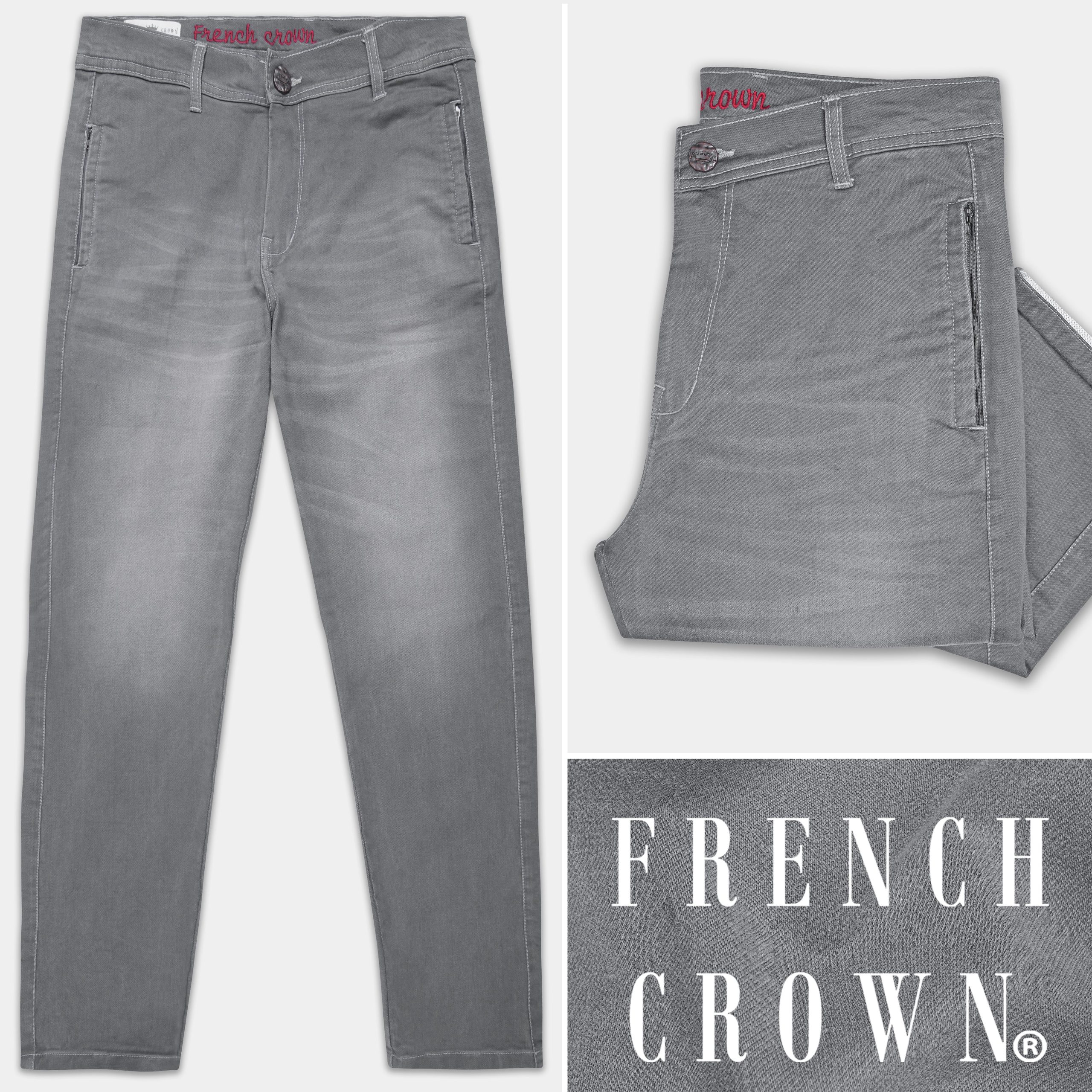 Boulder Gray Whiskering Wash Stretchable Denim Fashion