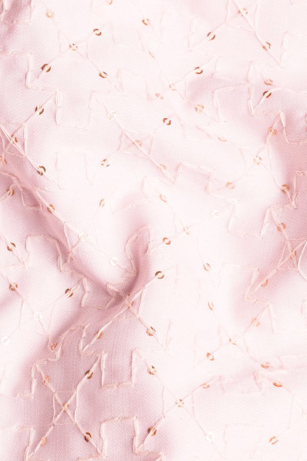 Blush Peach Viscose Embroidered With Tikki Work Designer Nehru Jacket For Sale - Image 3