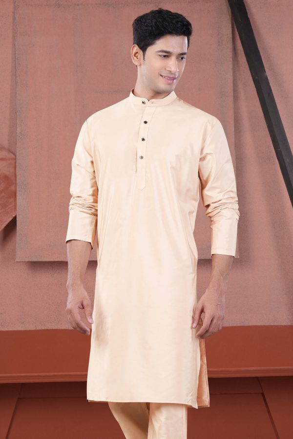 Schnapps Beige Subtle Sheen Viscose Kurta Online - Image 2