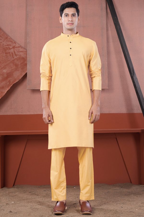 Manhattan Orange Subtle Sheen Viscose Kurta Set Fashion - Image 2