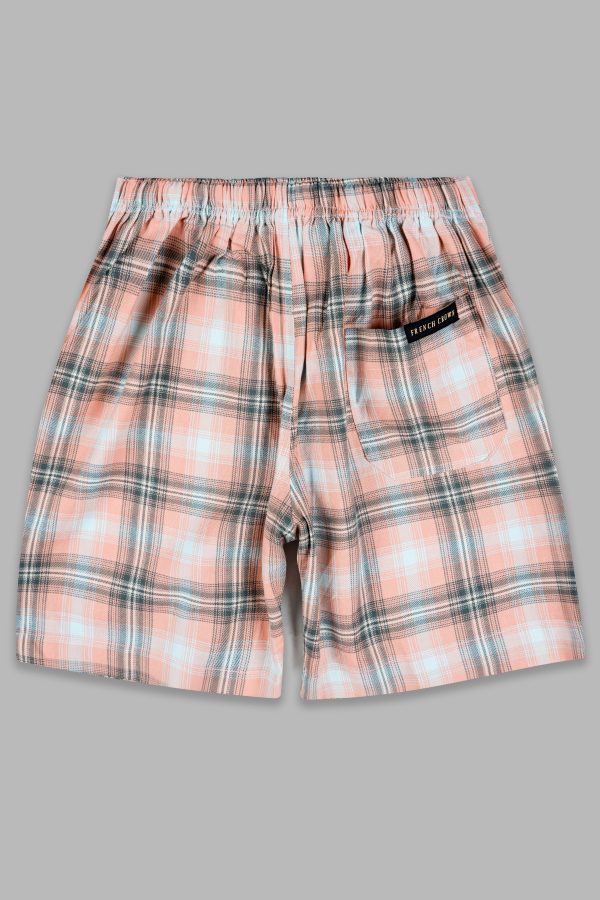 Tonys Peach and Abbey Gray Plaid Twill Premium Cotton Shorts Fashion - Image 5