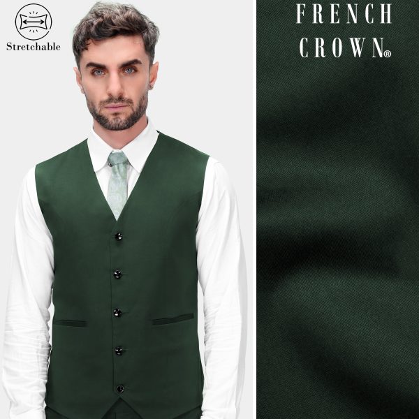 Heavy Metal Green Premium Cotton Stretchable Traveler Waistcoat Hot on Sale