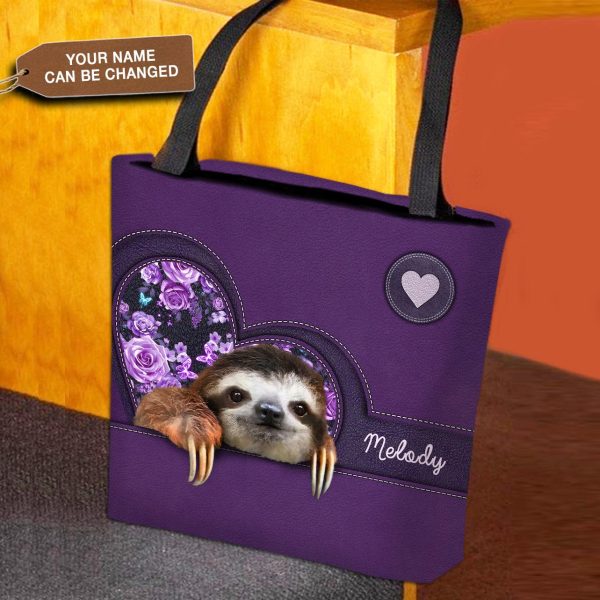 Personalized Sloth All Over Tote Bag, Personalized Gift for Sloth Lovers - TO306PS06 Online Sale