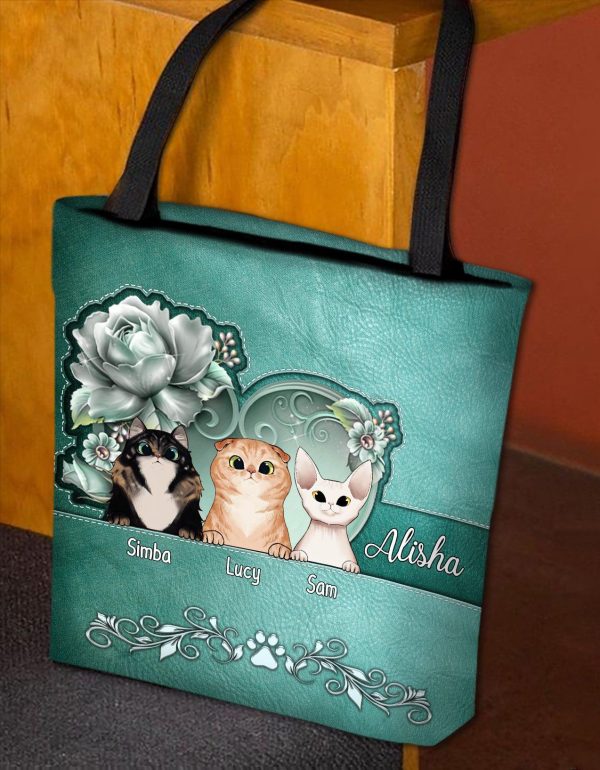 Cat Personalized All Over Tote Bag, Personalized Gift for Cat Lovers, Cat Mom, Cat Dad - TO137PS05 Fashion - Image 2